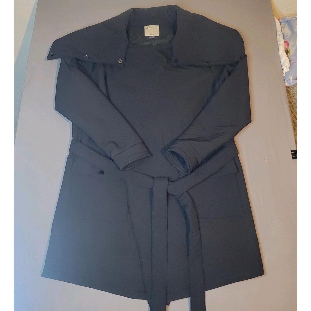 ORTTU Black‎ Gabriel Jacket Coat Wrap Robe Style Tie Waist Belted SMALL Unisex
